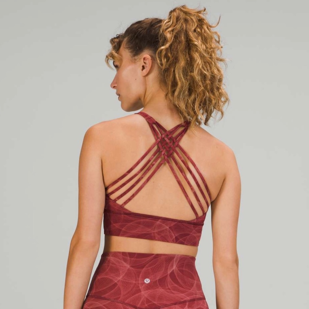 Lululemon Free to be Wild High Neck Long Line in Orbit Fusion Mulled Wine